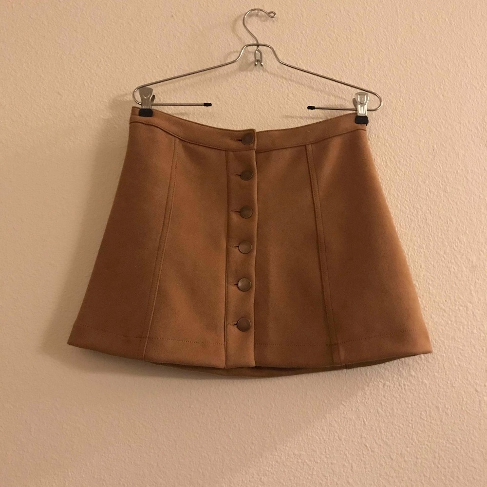 brown/tan button front skirt